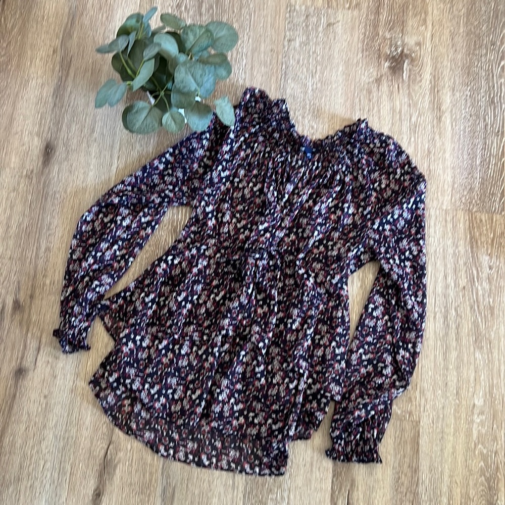 Gap Ruffle Floral Print Long Sleeve Top Size Medium
